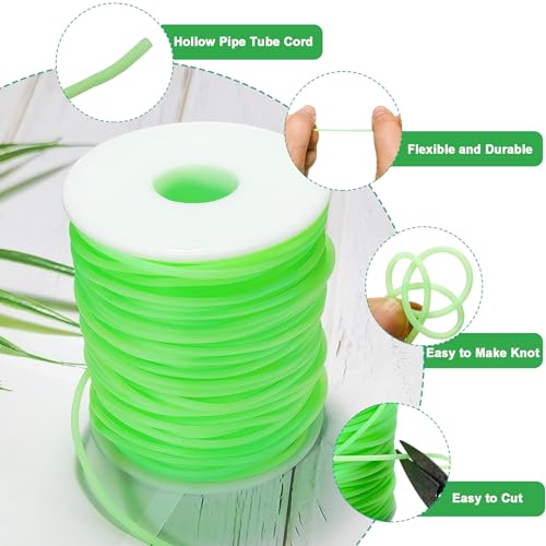 Rubber Tube Cord 54 Yards 2mm Lightpurple Stitch Keeper with 1mm Hole | Tubing Knitting Barber Cord Rubber Saver Rubber Pipe with Spool for Knitting Projects Jewelry Making and Bead Creations - color: Light Green