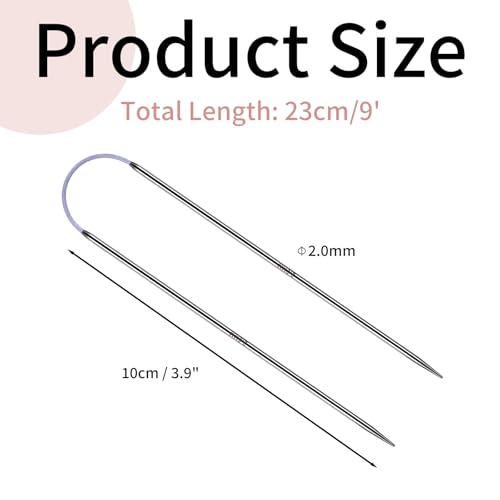 Soosui 2.0mm Circular Knitting Needles US0 | 3-Pack 9-inch (23cm) Double-Pointed Flexible Circular Needles, 3cm Cable, Durable and Smooth for Sweaters, Socks, Hats, and Other DIY Knitting Projects. - size: 2.0mm/US0