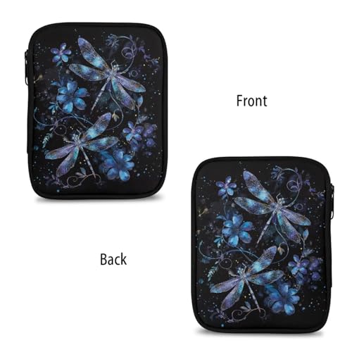 Hechitok Dragonfly Flower Empty Crochet Hook Case Portable Travel Crochet Storage Bag Organizer Zipper Bags with Web Pocket and Crochet Holder Slots for Crochet Knitting Accessories - color: Dragonfly Flower