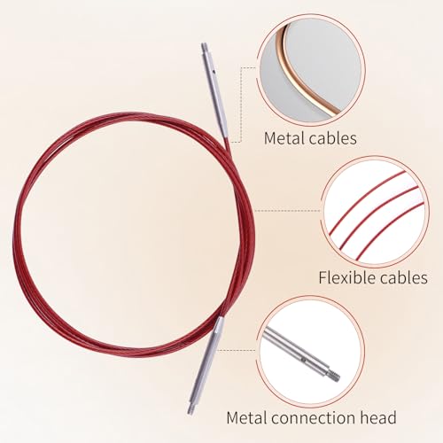 WAZAIGUR Interchangeable Circular Knitting Needles Cable 40inch/100cm | Durable, Smooth, Fit Interchangeable knitting needles, Polished Metal Connector Head, Metallic Cable - size: 40inch/100cm