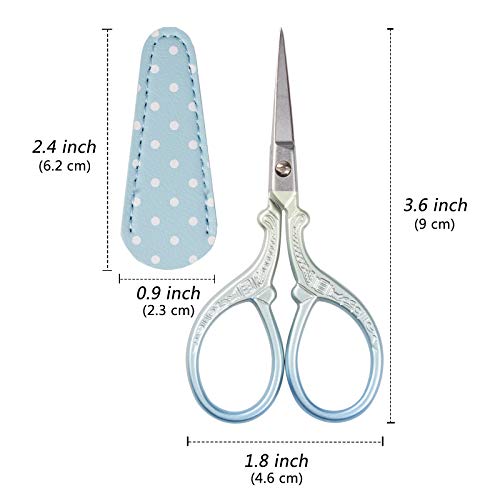 Embroidery Scissors Set with Leather Sheaths for Sewing Crafting, Art Work, Threading, Needlework DIY Tools Dressmaker Small 3.6 inch Shears Cross Stitch Knitting Scissor | Hisuper Sewing Crafting, Art Work, Threading, Needlework DIY Tools Dressmaker Smal
