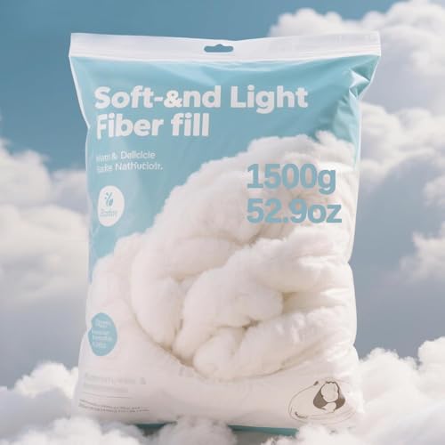 1500g/52.9oz Polyfill Stuffing for Stuffed Animals,Toys, Cloud Decorations | Hypoallergenic Soft Pillow Filling Stuffing, High Resilience Fill Fiber, Machine Washable, Natural White - size: 1500g/52.9oz