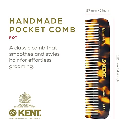 Kent FOT TY Fine Tooth Comb for Men - Handmade Pocket Comb for Travel, Styling, Fine or Thinning Hair, Mustache and Beard Care Handpolished Saw-Cut Made in England - color: Yellow Tokyo, size: 2 Pack