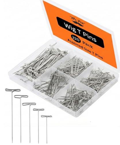 Mr. Pen- T-Pins, 220 Pack, 5 Sizes, Straight Wigs Pins | Sewing T-Pins for Blocking Knitting, Wig Making and Crafts, Sewing & Office Wall - size: 220 Pack