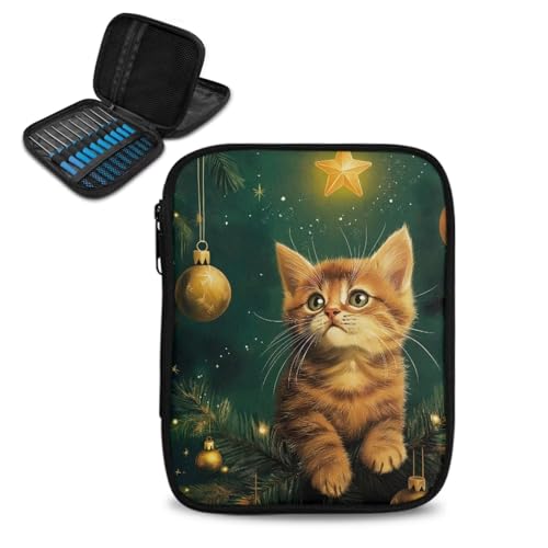Cat Crochet Hook Case Portable Crochet Storage Organizer without Hooks and Accessories Organizer for Knitting Needles Washable - color: Cat