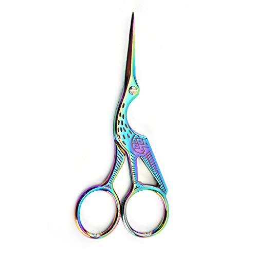 2PCS Vintage Stork Shape Sewing Scissors Stainless Steel Scissors | Metal Tailor Scissors Sharp Sewing Shears for Embroidery, Craft, Art Work & Everyday Use (Colorful) - color: Colorful