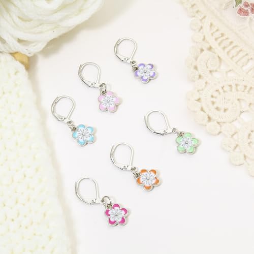 DoreenBeads Stitch Markers for Crocheting and Knitting | Alloy Enamel Crochet Marker Crochet Gifts for Knitting Weaving Sewing Accessories Quilting Jewelry Making - color: Cherry Blossom in Silver