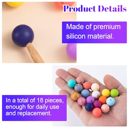 Mxxipp 18pcs Beads Knitting Needle Stoppers 15mm Macaron Round Silicone Knitting Needles Point Protectors Needle Tip Cover Knitting Tool Needle End Caps for Knitting - color: 18pcs-Multicolor