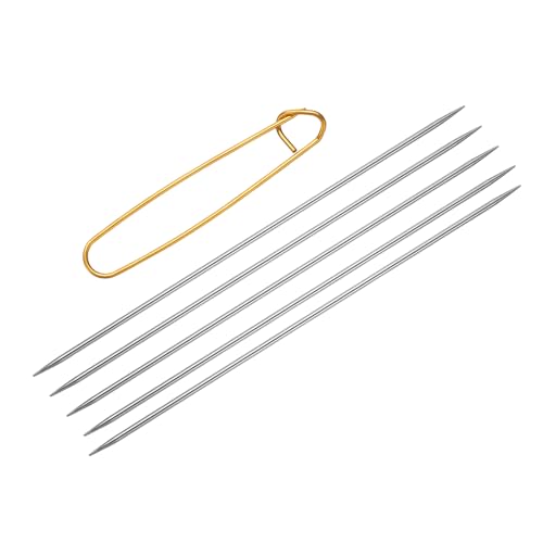 uxcell 5Pcs US 2(2.75mm) Double Pointed Knitting Needle 7.87 Inches Length Stainless Steel Sweater Stitching Needles with Stitch Holder for Handmade Projects DIY Knitting - size: 2.75mm