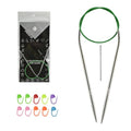 Circular Knitting Needles US Size 4 (3.5 mm) 16 inches (40 cm), Includes 10 Stitch Markers; Perfect for Knitting Sleeves, Socks, and Baby Booties - size: 3.5MM/US4