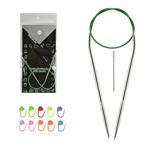 Circular Knitting Needles US Size 4 (3.5 mm) 16 inches (40 cm), Includes 10 Stitch Markers; Perfect for Knitting Sleeves, Socks, and Baby Booties - size: 3.5MM/US4