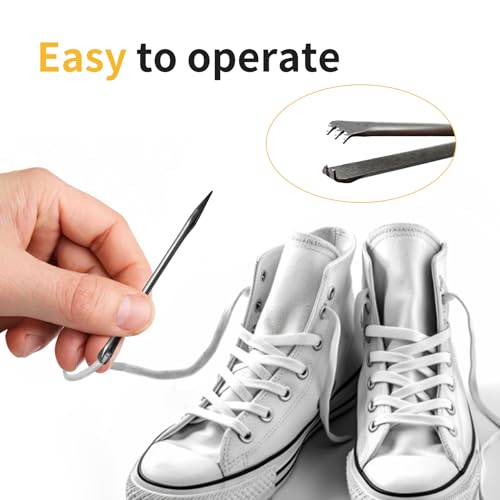 MateIJS Knitting Needles 2pcs Stainless Steel Shoe Lace Needles,Bodkin, Leather Sewing Needles with Prong Steel Tips for Leathercraft & Manual Lacing Threading (2 Pieces) - style: Stainless Steel