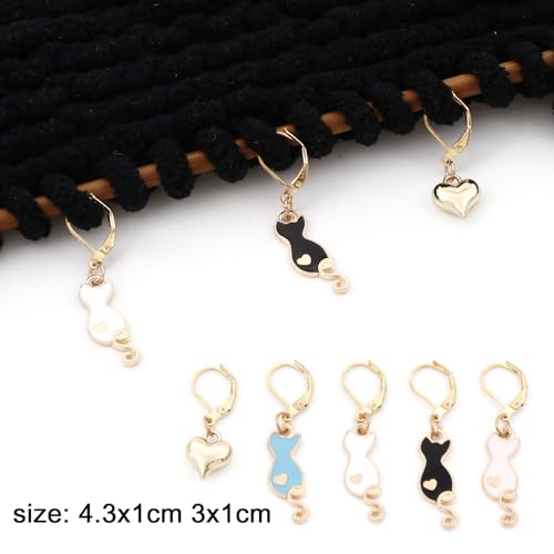DoreenBeads Stitch Markers for Crocheting and Knitting | Alloy Enamel Crochet Marker Crochet Gifts for Knitting Weaving Sewing Accessories Quilting Jewelry Making - color: Cats Sitting on the Back