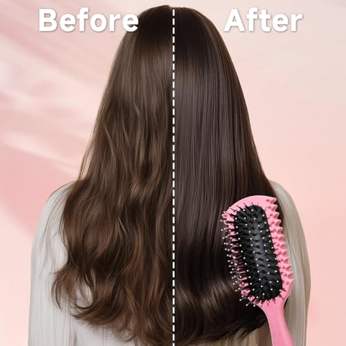 Curl Defining Brush, Curly Hair Brush Products With 3 Pcs Slick Back Hair Brush Set Bristle Brush Edge Control Teasing Comb for women (Pink) - color: pink