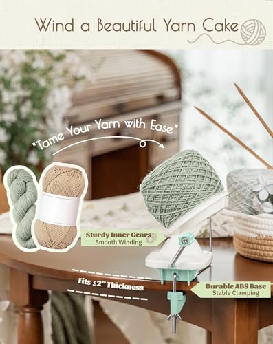 Adhafera Yarn Winder, Ball Winder for Crocheting, Yarn Spinner for Knitting | 4oz, Durable ABS Plastic, Manual, Easy to Use, Quick Install, Protable, The Helper for Yarn Collection Lovers - color: Green Winder With Guide