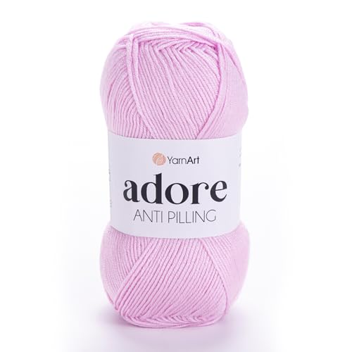 1 Skein YarnArt Adore, Antipilling Yarn, 100% Antipilling Acrlylic, 100 g (3.5 oz), 280 m (306 yd), 3 : Light-DK, Baby Pink - 338 - color: Baby Pink - 338
