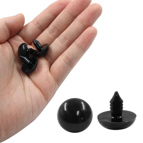 Hitefu 100 Pieces Large Safety Eye 18mm 0.7" Black Plastic Doll Eye | With Washer, Solid Craft, For DIY Puppet Crafts, Teddy Bear Amigurumi Making Supplies