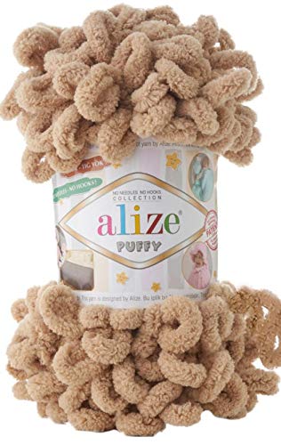 4 skn/Ball Alize Puffy Baby Big Loop Blanket Yarn 100% Micropolyester Soft Yarn 400gr 39.3 yds (262-Beige) - color: 262-Beige