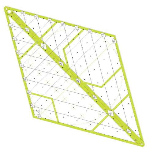 60 Degree Diamond Quilting Ruler, Green Acrylic Patch Templates Ruler for Quilting Sewing Piecing (43 x 25cm Diamond)
