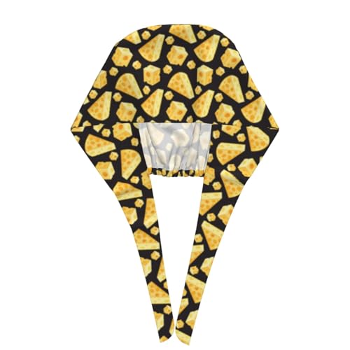 MOLIAN Dental Tooth Adjustable Working Cap Surgical Headgear for Women Men | Adjustable Tie Back Scrub Caps with Button Built-in Sweatband Working Cap for Nurses Doctors and Workers - color: Yellow Cheese