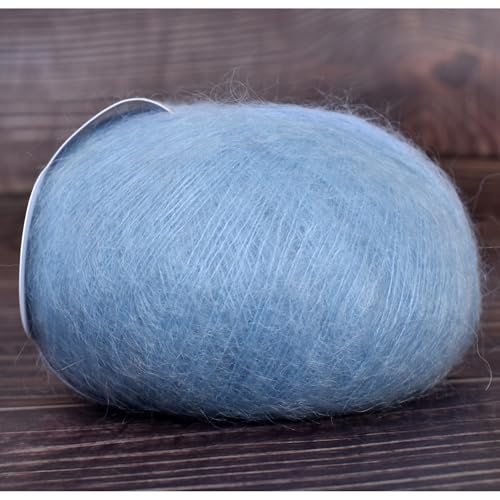 Kid-Silk Mohair Yarn, Lace Weight, 4 Balls 100g, 1420 yds | Yarnique Fine Lace Yarn | Smooth Knitting & Crochet | Light Fabric (14 Sky Blue) - color: 14 Sky Blue