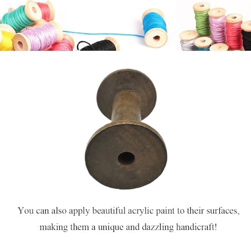 HAHIYO 3.15Inches 3PCs Vintage Coffee Color Wood Spool - Large Unfinished Wooden Thread Spools for Textile Wire Weaving Ribbon Crafts DIY Art Education - Smooth, Rotatable Bobbins - color: Retro Coffee Color, size: 3.15Inch-3P