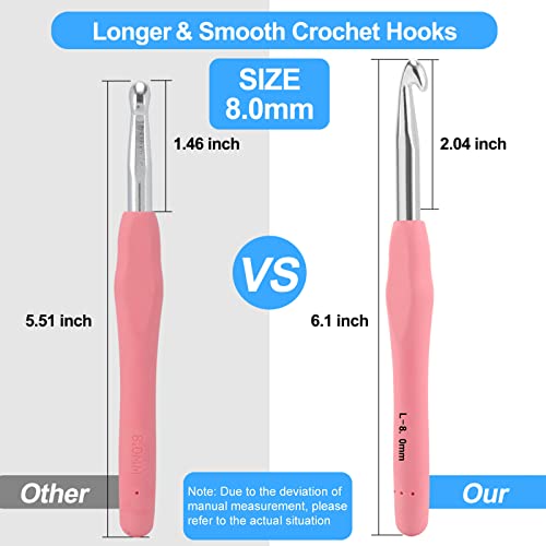 Vodiye Professional Extra Long 8mm Crochet Hooks Set, Ergonomic Handle, for Beginners & Experienced Lovers - size: 1pc - 8mm