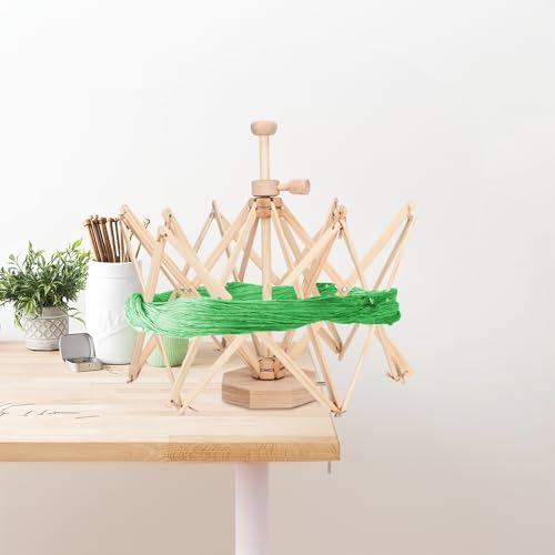 Olikraft Wooden Yarn Swift and Blue Crochet Bag Organizer - Lightweight Yarn Winder Swift Set with Yarn Storage, Ideal for Crocheting and Knitting Accessories & Supplies