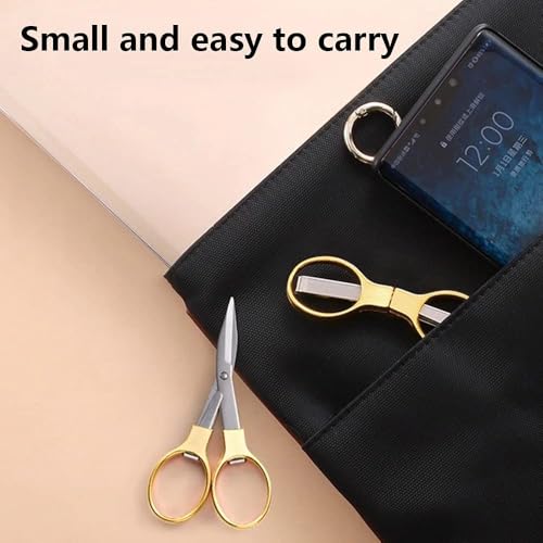 Folding Scissors, TSA Compliant & Portable, Compact, Safe Travel Scissors, Stainless Steel Retractable, 2 Pcs - size: Golden 2pcs