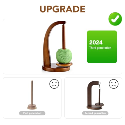 Yarn Holder for Crocheting with Magnetic Yarn spinner-Dark Brown-Standard | Wooden Yarn Ball Holder for Crochet Yarn Storage Organizer with 360° Rotating Spindle, Gift for Knitting Lovers - color: Walnut, size: Standard Size