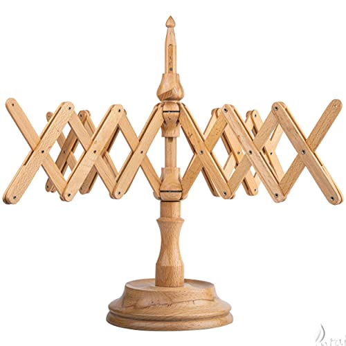 Beechwood Yarn Winder and Swift Set, Wooden Hank to Cake Kit | Matched beech ball winder and umbrella swift, everything needed to wind hanks into center-pull cakes. - color: Beechwood, size: Winder + Swift Set