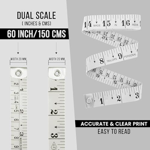 Soft Measuring Tape 2 Pack – 60 Inch / 150 cm Dual-Sided Body Tape Measure for Sewing, Tailoring, Weight Loss & Body Measurement – Flexible Inch & cm (White) - color: White / 2 Pack