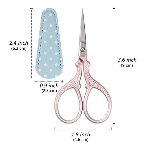 Embroidery Scissors Stainless Steel Sharp 3.6 inch Scissors | Leather Scissors Cover for Sewing Crafting, Art Work, Threading, Needlework - DIY Tools Dressmaker Small Shears - color: Pink Purple
