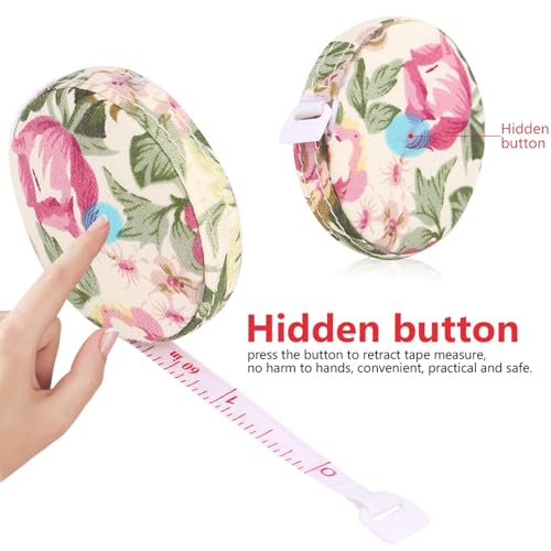 Accurate Tape Measure Tapeline Body Fitness Measuring Body Tailor Sewing Craft Cloth Measuring Tape 60 Inch/1.5M Dual Sided Retractable Ruler (Rural Rose)