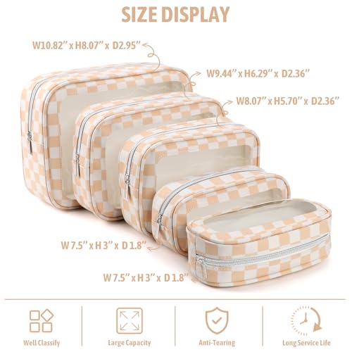 YOPCDJ 5PCS Diaper Bag Organizer Pouch Set, TSA Approved Toiletry Bag，Clear Waterproof TPU Makeup Bag Set Travel Organizer Bags for Women and Kids - color: Orange, size: 5pcs