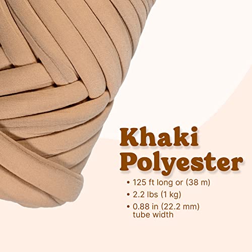 2.2 LBS of Soft Polyester Bulky Yarn for Hand Knitting | Blanket, Pillow, Handbag, Khaki, 41.5 Yards, Arm Knitting Yarn for Chunky Braided Knot Throw Blanket, Weave Craft Crochet - color: Khaki (Polyester)
