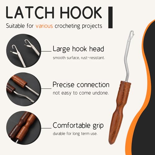 Giwrmu Latch Hook Tool, Large Bent Latch Hooks, Rug Hook (Type 3) | Wooden Bent Latch Hooks, Crochet Needle for Crochet Rug, Micro Braids, Hair Extension, Carpet Crafts - color: Type 3, size: Large Bent Hook