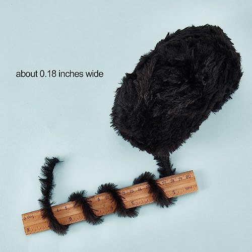 BEEFLYING 2 Roll Skeins Super Soft Fur Yarn Chunky Fluffy Faux Fur Fluffy Eyelash Yarn for Crochet Knit Blanket Rug Clothes Knitting-2×30m(2×32.8yds,51g×2) - color: Black