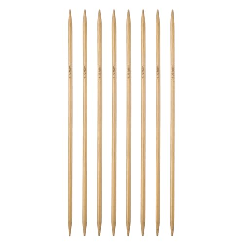 HARFINGTON 8Pcs Bamboo Knitting Needles Double Pointed Size US 9(5.5mm) Carbonized 10 Inch(25cm) Straight for Handmade Creative DIY Knitting Craft Yarn - size: US 9(5.5mm)
