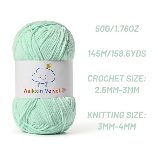 2 Pack Fluffy Chenille Yarn for Crocheting, Baby Yarn for Crocheting Soft, 100g/3.5oz Velvet Amigurumi Yarn, Fingering Weight Yarns for Crocheting Baby Blankets、DIY Craft.(2 Aqua Green) - color: [2 Aqua Green]