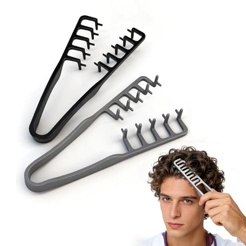 Volumizing Texture Comb - Wide & Fine-Tooth Hair Styling Tool | Anti-Frizz, Fluffy Hairbrush, All Hair Types, for Men & Women, Black + Gray