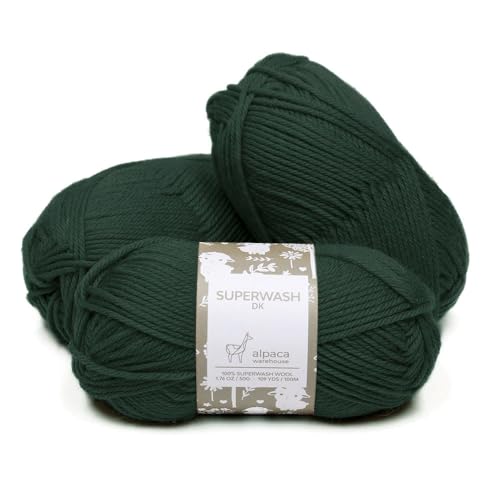 100% Superwash Wool Yarn 3 Skeins 150g DK Weight Knitting Crochet F. Green | Sourced from Peru for breathable warmth and 327yd total length per 150g pack ideal for soft baby garments hats and sweater - color: Forest Green