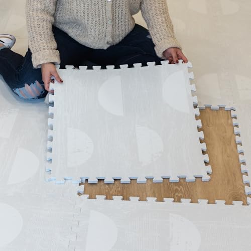 Little Landings Baby Play Mat for Floor - Aura Pearl (6x8ft) - Interlocking EVA Foam Play Mat Tiles for Babies & Toddlers, Non-Toxic Playmat for Tummy Time, Crawling & Playroom - Rug-Look Design - color: Aura - Pearl, size: 6x8 ft