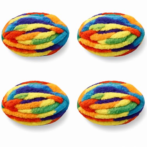 Chunky Yarn No7 Thick Yarn, 250 Grams (Rainbow Rush, Pack of 4) - color: RAINBOW RUSH