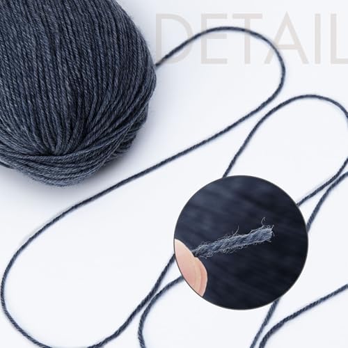 NICEEC 3 Skeins Soft Merino Wool Yarn- Navy Blue | Soft & Warm, Finger Weight, Woolen Yarn for Crochet & Knitting, Total 5.3oz/606yds - color: Navy Blue