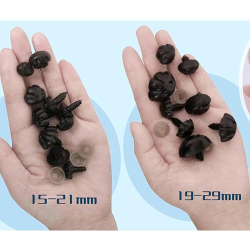 Zhbrchz 130pcs Large Plastic Safety Noses with Washers 19mm 21mm 25mm 29mm | Black Craft Nose with Washers for Amigurumi Crochet Bears Dog Stuffed Animals Doll Making - size: 19-29mm