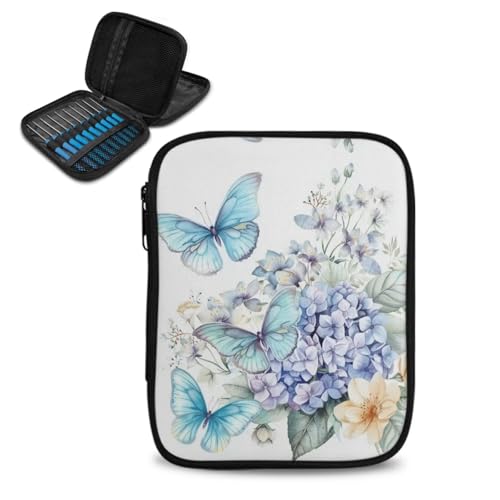 Butterfly Crochet Hook Case Portable Floral Crochet Hook Organizer without Hooks and Accessories Crochet Storage Organizer for Airports and Parks - color: Butterfly Floral1