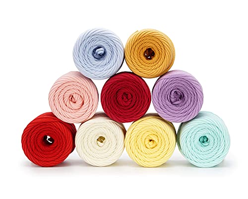 Bobilon Cotton T-Shirt Yarn 7-9 mm, Crochet & Knitting - Yellow | 100% cotton t shirt yarn for crocheting, knitting & macrame; great for bags & baskets; new fabric, not recycled; 109 yds - color: Yellow Limited