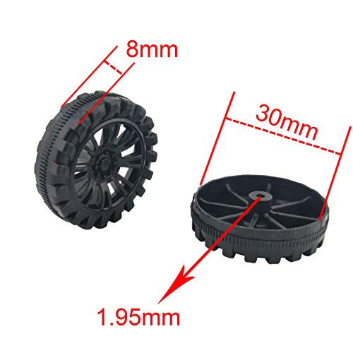 EUDAX 300 PCS 30mmx8mm Plastic Roll 2mm Dia Shaft Toys Wheel and 2mmx100mm STEM Shaft Round Rod Axles for DIY Toy RC Car Truck Boat Helicopter Model Part Building Projects (Black) - color: Black