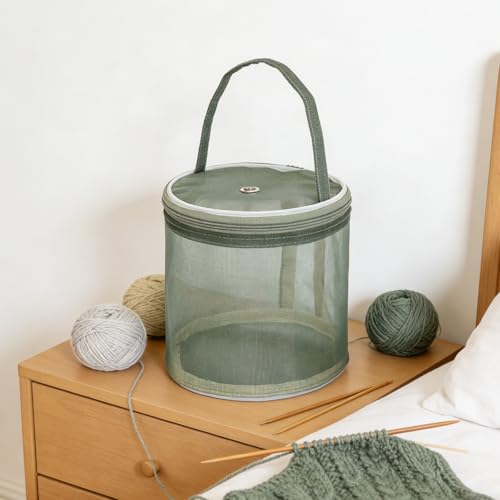 Mesh Crochet Bag Organizer, Large Capacity Yarn Storage Holder for Knitting and Crocheting, Green - color: green
